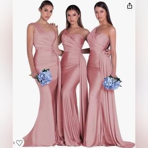 One Shoulder Mermaid Formal Dresses for Weddings,Prom ECT. Satin Dress Body